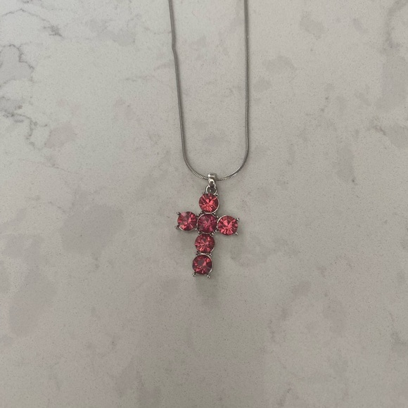 New Pink Cross and Earring Set - Picture 2 of 5